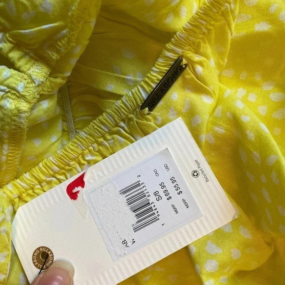 NWT BillaBong Off Shoulder Poker dots Yellow Knee Length Dress Girl Size S/P - Picture 3 of 5